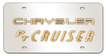 CHRYSLER GOLD NAME & PT CRUISER NAME 3D MIRROR LICENSE PLATE