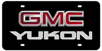 GMC CHROME EMBLEM & YUKON NAME 3D BLACK LICENSE PLATE