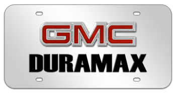 GMC CHROME EMBLEM AND LASER CUT DURAMAX NAME 3D MIRROR LICENSE PLATE