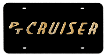 PT CRUISER GOLD NAME 3D BLACK LICENSE PLATE