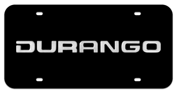 DURANGO CHROME NAME 3D BLACK LICENSE PLATE