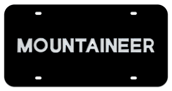 MOUNTAINEER CHROME NAME 3D BLACK LICENSE PLATE