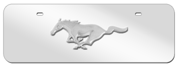 MUSTANG PONY CHROME EMBLEM 3D MIRROR MID-SIZE LICENSE PLATE
