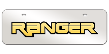RANGER GOLD LASER CUT NAME 3D MIRROR MID-SIZE LICENSE PLATE