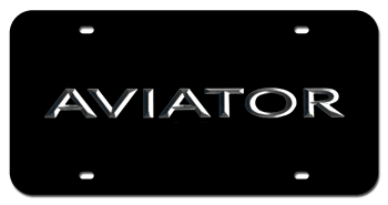 AVIATOR CHROME NAME 3D BLACK LICENSE PLATE