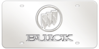 BUICK SHIELD ALL CHROME EMBLEM AND NAME 3D MIRROR LICENSE PLATE