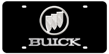 BUICK SHIELD ALL CHROME EMBLEM AND NAME 3D BLACK LICENSE PLATE