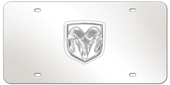 DODGE RAM CHROME EMBLEM 3D MIRROR LICENSE PLATE