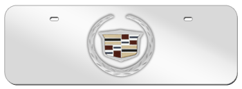 NEW CADILLAC CHROME EMBLEM 3D MIRROR MID-SIZE LICENSE PLATE