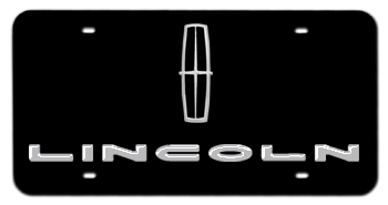 LINCOLN CHROME BLACK EMBLEM & NAME 3D BLACK LICENSE PLATE