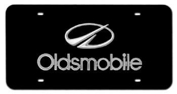 NEW OLDSMOBILE CHROME EMBLEM & NAME 3D BLACK LICENSE PLATE