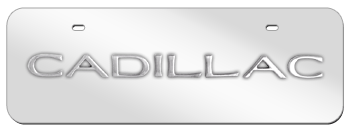 CADILLAC BLOCK CHROME NAME 3D MIRROR MID-SIZE LICENSE PLATE