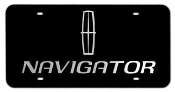 LINCOLN CHROME BLACK EMBLEM & NAVIGATOR NAME 3D BLACK LICENSE PLATE