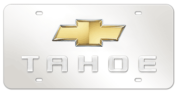 CHEVROLET BOWTIE CHROME EMBLEM & TAHOE NAME 3D MIRROR LICENSE PLATE