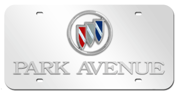 BUICK CHROME EMBLEM WITH LASER CUT PARK AVENUE NAME 3D MIRROR LICENSE PLATE