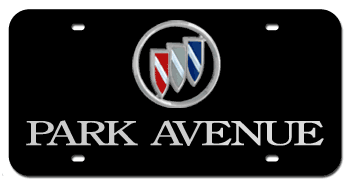 BUICK CHROME EMBLEM WITH LASER CUT PARK AVENUE NAME 3D BLACK LICENSE PLATE