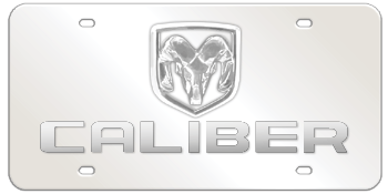 DODGE RAM CHROME EMBLEM AND LASER CUT CALIBER NAME 3D MIRROR LICENSE PLATE