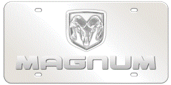 DODGE RAM CHROME EMBLEM AND LASER CUT MAGNUM NAME 3D MIRROR LICENSE PLATE