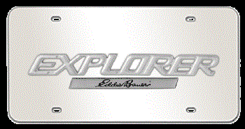 EXPLORER EDDIE BAUER CHROME NAME 3D MIRROR LICENSE PLATE