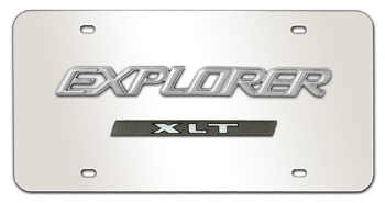 EXPLORER XLT CHROME NAME 3D MIRROR LICENSE PLATE