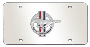 MUSTANG 35TH ANNIVERSARY PONY BAR CHROME EMBLEM 3D MIRROR LICENSE PLATE