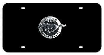 MUSTANG 40TH ANNIVERSARY CHROME EMBLEM 3D BLACK LICENSE PLATE