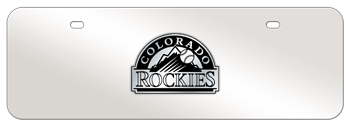 COLORADO ROCKIES MLB (MAJOR LEAGUE BASEBALL) CHROME EMBLEM 3D MIRROR MID-SIZE LICENSE PLATE