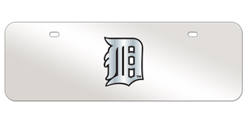 DETROIT TIGERS MLB (MAJOR LEAGUE BASEBALL) CHROME EMBLEM 3D MIRROR MID-SIZE LICENSE PLATE