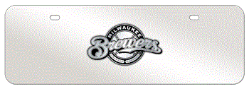 MILWAUKEE BREWERS MLB (MAJOR LEAGUE BASEBALL) CHROME EMBLEM 3D MIRROR MID-SIZE LICENSE PLATE