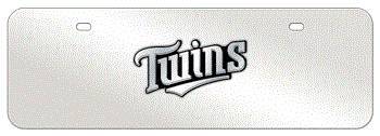 MINNESOTA TWINS MLB (MAJOR LEAGUE BASEBALL) CHROME EMBLEM 3D MIRROR MID-SIZE LICENSE PLATE
