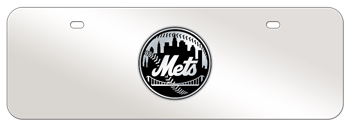 NEW YORK METS MLB (MAJOR LEAGUE BASEBALL) CHROME EMBLEM 3D MIRROR MID-SIZE LICENSE PLATE