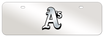 OAKLAND ATHLETICS MLB (MAJOR LEAGUE BASEBALL) CHROME EMBLEM 3D MIRROR MID-SIZE LICENSE PLATE