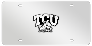 TEXAS CHRISTIAN CHROME EMBLEM 3D MIRROR LICENSE PLATE