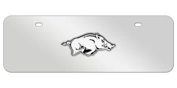 ARKANSAS HOG CHROME EMBLEM 3D MIRROR MID-SIZE LICENSE PLATE