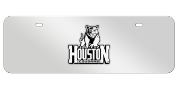 HOUSTON CHROME EMBLEM 3D MIRROR MID-SIZE LICENSE PLATE