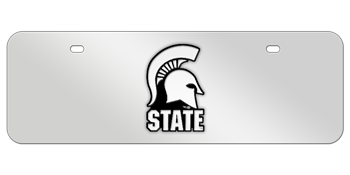 MICHIGAN STATE CHROME EMBLEM 3D MIRROR MID-SIZE LICENSE PLATE