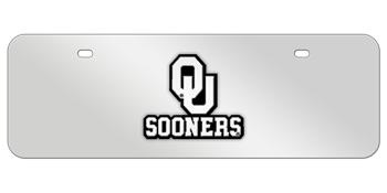 OKLAHOMA CHROME EMBLEM 3D MIRROR MID-SIZE LICENSE PLATE