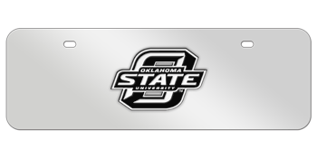 OKLAHOMA STATE CHROME EMBLEM 3D MIRROR MID-SIZE LICENSE PLATE