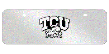 TEXAS CHRISTIAN CHROME EMBLEM 3D MIRROR MID-SIZE LICENSE PLATE