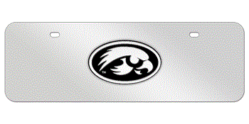 IOWA CHROME EMBLEM 3D MIRROR MID-SIZE LICENSE PLATE