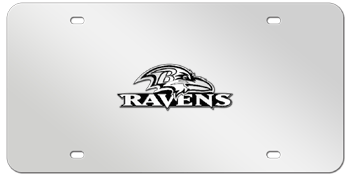 BALTIMORE RAVENS NFL (NATIONAL FOOTBALL LEAGUE) CHROME EMBLEM 3D MIRROR LICENSE PLATE