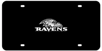 BALTIMORE RAVENS NFL (NATIONAL FOOTBALL LEAGUE) CHROME EMBLEM 3D BLACK LICENSE PLATE