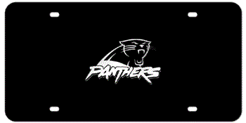 CAROLINA PANTHERS NFL (NATIONAL FOOTBALL LEAGUE) CHROME EMBLEM 3D BLACK LICENSE PLATE