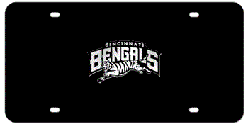 CINCINNATI BENGALS NFL (NATIONAL FOOTBALL LEAGUE) CHROME EMBLEM 3D BLACK LICENSE PLATE