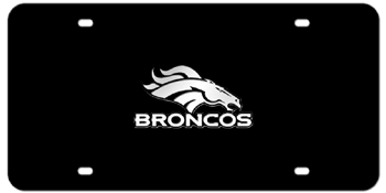 DENVER BRONCOS NFL (NATIONAL FOOTBALL LEAGUE) CHROME EMBLEM 3D BLACK LICENSE PLATE