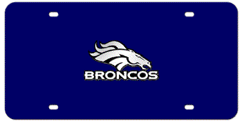 DENVER BRONCOS NFL (NATIONAL FOOTBALL LEAGUE) CHROME EMBLEM 3D BLUE LICENSE PLATE