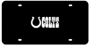 INDIANAPOLIS COLTS NFL (NATIONAL FOOTBALL LEAGUE) CHROME EMBLEM 3D BLACK LICENSE PLATE