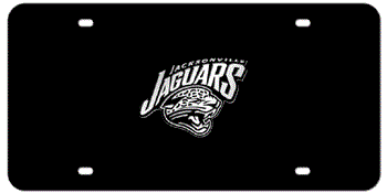 JACKSONVILLE JAGUARS NFL (NATIONAL FOOTBALL LEAGUE) CHROME EMBLEM 3D BLACK LICENSE PLATE