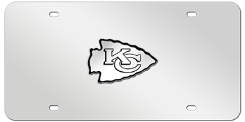 KANSAS CITY CHIEFS NFL (NATIONAL FOOTBALL LEAGUE) CHROME EMBLEM 3D MIRROR LICENSE PLATE