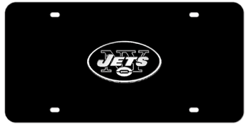 NEW YORK JETS NFL (NATIONAL FOOTBALL LEAGUE) CHROME EMBLEM 3D BLACK LICENSE PLATE